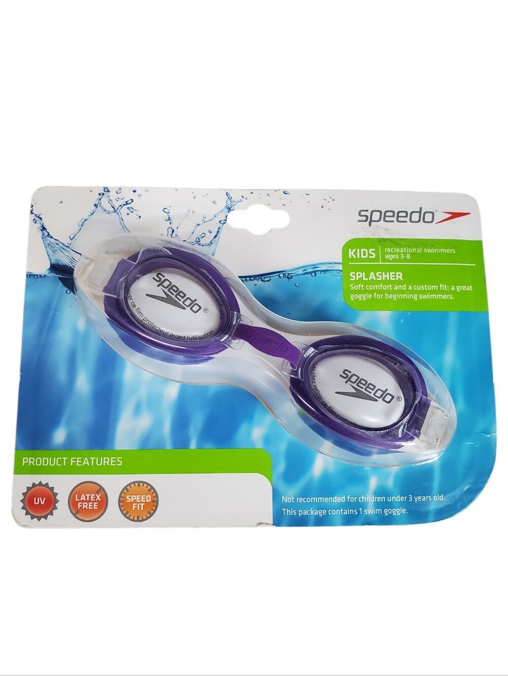 Speedo Kids Splasher Goggles Swimming Beach Pool Snorkeling Purple